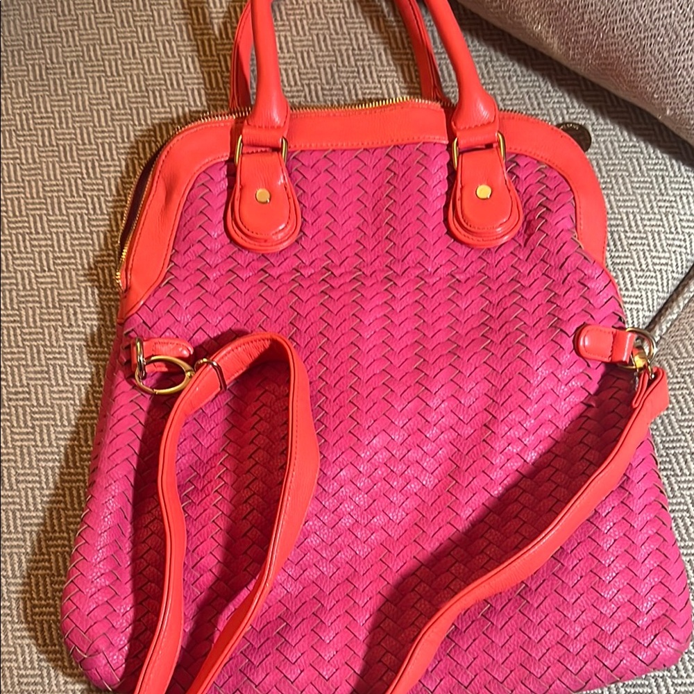 Deux Lux Pink Shoulder Bag with Chevron Texture